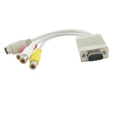 3 RCA S-Video to VGA SVGA Composite HD AV TV Converter Adapter Cable for PC