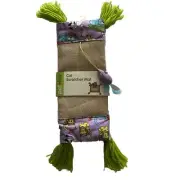 Cat Scratcher Mat + Attached Toy Mouse Burlap & Fabric & Tassels Purple, Green