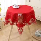 85cm Christmas Embroidered Lace Tablecloth Square Table Cover Xmas Party Decor