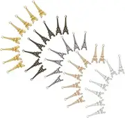 [LIFKICH] 60Pcs Retro Eiffel Tower Alloy Keyring Pendants Jewelry Accessories for Keychains and Necklaces Random Color Hanging Charms