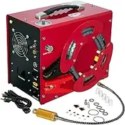 TUXING 4500Psi PCP Air Compressor, Unique Vertical+Wire Spool Portable Design, Auto-Stop, Oil/Water-Free, 8MM Quick-Connector for PCP Air Tank, 220V AC or 12V Car Battery (TXES062)