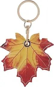 [SAFIGLE] Stylish Leather Keychain Access Card Cover Wristlet Keychain Pu Case Keyring Maple Leaf Charm for Home Office Car