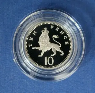 英國1992年女王神獸獅子10便士精制加厚紀念銀幣