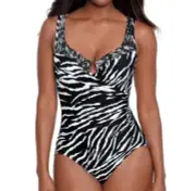 Miraclesuit Escape Tigre Sombra Underwire One-Piece Swimsuit Black Size 10 NWT