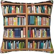 ALLiYa Library Bookshelf Double Sided Plush Pillowcase (Multiple Sizes) Pillow Sofa Bed Pillow Interior Decoration Pillow