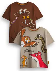 Vanilla Underground Gruffalo & Friends Boys Short Sleeved T-Shirt Brown Big Character 18-24 Months
