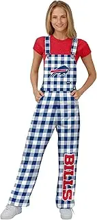 [FOCO] Pick Your NFL Team Women’s Gingham Print Overalls, Relaxed Fit, Team Color Checkered Pattern