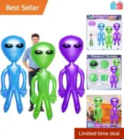 3-Pc Inflatable Alien Party Props - 67 Inch Jumbo Decorations for All Occasions