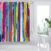 Catzon Vintage Wooden Printed Shower Curtains Bathroom Decor Accessory-10