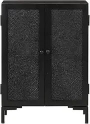 Sideboard for Dining Room, Black Buffet Cabinet with Solid Mango Wood & Powder-Coated Iron, Modern Storage Solution for Small Spaces