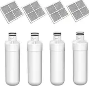 4X Refrigerator Water Filter with LT120F Fresh Air Filter Compatible with LG LT1000P, ADQ747935, GF-D708MBSL, GF-B590PL, GF-L570MBL, GF-D708BSL, GF-D708MBS, GF-V706BSL
