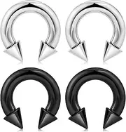 [Longbeauty] 8G 6G 4G 2G Septum Pincher Tapers Surgical Steel Septum Stretching Kit C Shape Septum Piercing Jewelry Stretched Ears Nose Horseshoe Septum Rings for Women Men