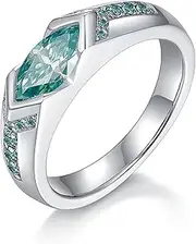 [GUOGAOzz] Magnetic Lymphatic Titanium Ion Ring,Magnetic Lymphatic Titanium Ion Moissanite Diamond Ring,Adjustable Size,Moissanite Magnetology Lymphvity Ring (1PCS-Green,4.8MM), Alloy, Moissanite
