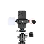 Metal Phone Tripod Mount Adapter with Arca Qr Base 360o Swivel 180o Tilt Cold Shoe Compatible with Iphone