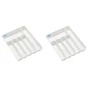 2x Madesmart Basic 6 Compartment Cutlery Tray Kitchen Organiser 38x33cm White