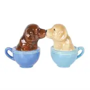 Labrador Puppies in Tea Cups Ceramic Magnetic Salt and Pepper Shaker Set