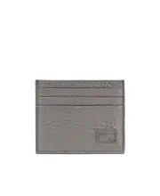 Grey leather card holder One size Gray