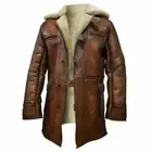 Tom Hardy Bane Shearling Leather Coat Dark Knight Rises 2012 Movie Jacket