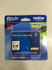 BRAND NEW Brother P-touch TZe Adhesive Labeling Tape 1/4" White on Black