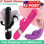 9" Large Rabbit Vibrator Dildo Realistic G-spot Clitoris Stimulator USB Sex Toy