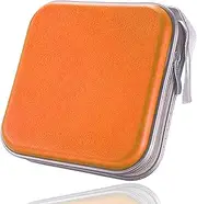 40 Capacity CD Case, DVD Case Wallet Holder Binder DVD VCD DJ Storage Album Bag Hard Box Double Side DVD Storage case (Orange)