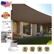 7' x 17' Rectangle Brown Sun Shade Sail, UV-Resistant Canopy for Patios
