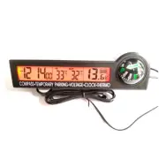 Car Thermometer Meter Digital Clock LCD Icing Alarm Inside/Outside Temperature
