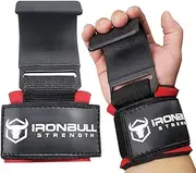 Iron Bull Strength Weight Lifting Steel Hooks (Pair) - Heavy Duty Lifting Wrist Straps - Deadlift Straps for Powerlifting- Thick Padded Workout Hook - Weightlifting Gloves for Heavy Lifting