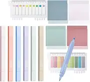 MAIHUO 6 Pcs Aesthetic Highlighters and 600 Sheets Transparent Sticky Notes,Sticky Note Transparent with Marker Pens Set,for Aesthetic Bible Marker Book Annotations School Supplies Office Supplies