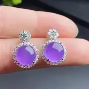 10Ct Round Cut Simulated Purple Chalcedony Women's Stud Earring Silver 925