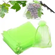 Wanfoou 100 PCS Fruit Protection Bags, Green Nylon Mesh Fruit Netting Protection Bag, 15 * 20cm