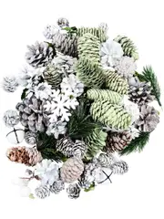 Pine Cones With Snowflakes, Berries & Bells Christmas Decoration Mix - 350g