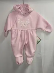 Vintage QUILTEX Fleece Bunting Sleeper Snowsuit Pink Size 9 Months NWT