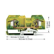 A●5pcs WAGO 283-907 2-Conductor Ground Terminal Block 16,00 mm2 Green-Yellow New