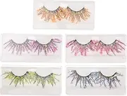[Healeved] Fake Lashes Set 5 Styles Glitter Eyelashes False Eyelashes 25mm Lashes Glitter Night Light Makeup
