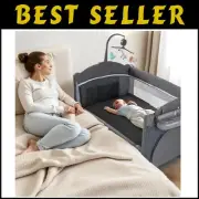 Portable Baby Bassinet with Rotating Wheels - Safe Bedside Sleeper & Playpen
