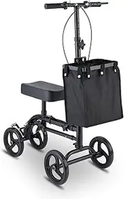 Foldable Knee Walker Knee Scooter Mobility Aid Crutch Alternative Injured Mobility Post Surgery (8 inch Black)