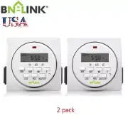 BN-LINK 2Pack 7 Day Heavy Duty Digital Programmable Timer Switch Dual Outlet 15A