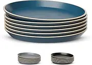 Salad Plates, by Kook, Ceramic Make, Polished Finish, Appetizers, Salad, Dessert, Set of 6 (Teal)