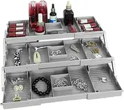 3-Tier Desk Organizer, Expandable Foldable Makeup Storage Box, Compact Multi Porpose Cosmetic Jewelry Holder, Space Saving Table Divider For Bedroom, 707g