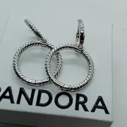 Pandora Earrings Double Hoop Earrings For Charms New In Gift Box.