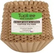 Tupkee Coffee Filters 8-12 Cups - 600 Count, Basket, Natural Brown Unbleached