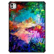 iPad Pro 11-inch (M4) iPad Impact Case WELCOME TO UTOPIA - Colorful Magical Forest Abstract Trees Floral Nature Galaxy Flowers Rainbow Bold Whimsical Fairy Land Painting