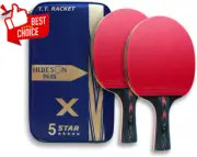 5 Star Professional Ping Pong Paddle Set w/Carry Case 2PCS Advanced Table Tennis