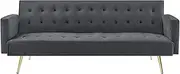 Foret 3 Seater Sofa Bed Velvet Fabric Lounge Seat Couch Recliner Futon - Grey