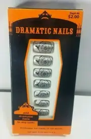 Halloween Nails--Press Glue Manicure Black Spider & Web Silver Dramatic Nails
