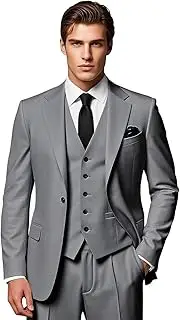 [SPTALLFITJSV] Men's Slim Fit Suits 3 Piece Elegant Wedding Business Prom Suit One Button Blazer Vest and Pants Tuxedo Set