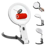 Foldable Magnifying Glass with Light and Stand - 2 in 1 Handheld Built in Stand
