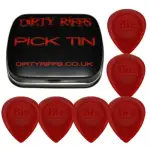 6 x Dunlop Big Stubby Guitar Picks / Plectrums - 1.00mm Red In A Handy Pick Tin