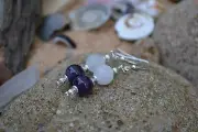 Handmade earrings with Sterling Silver, White Jade & Amethyst.